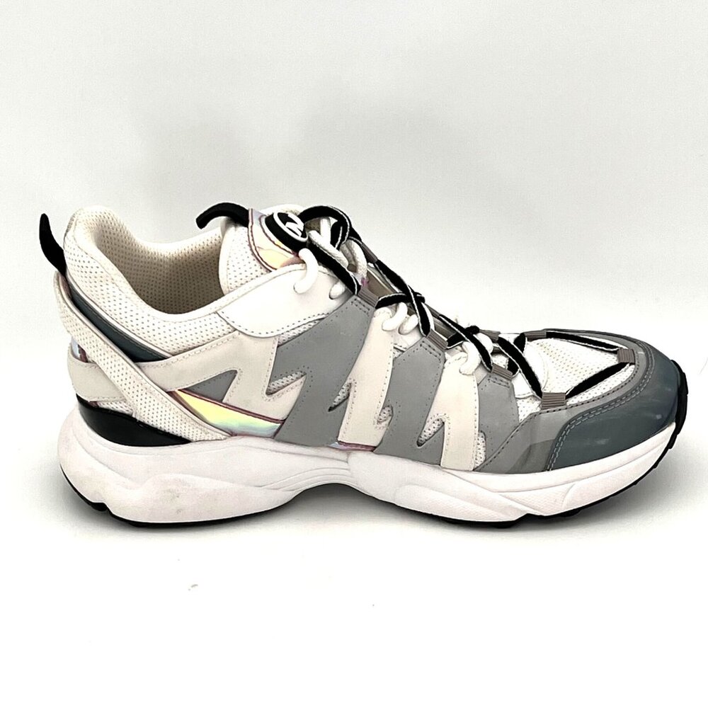 MICHAEL KORS Hero Mixed-Media Trainer Optic White Silver Sneakers Shoes 11M - Picture 9 of 16